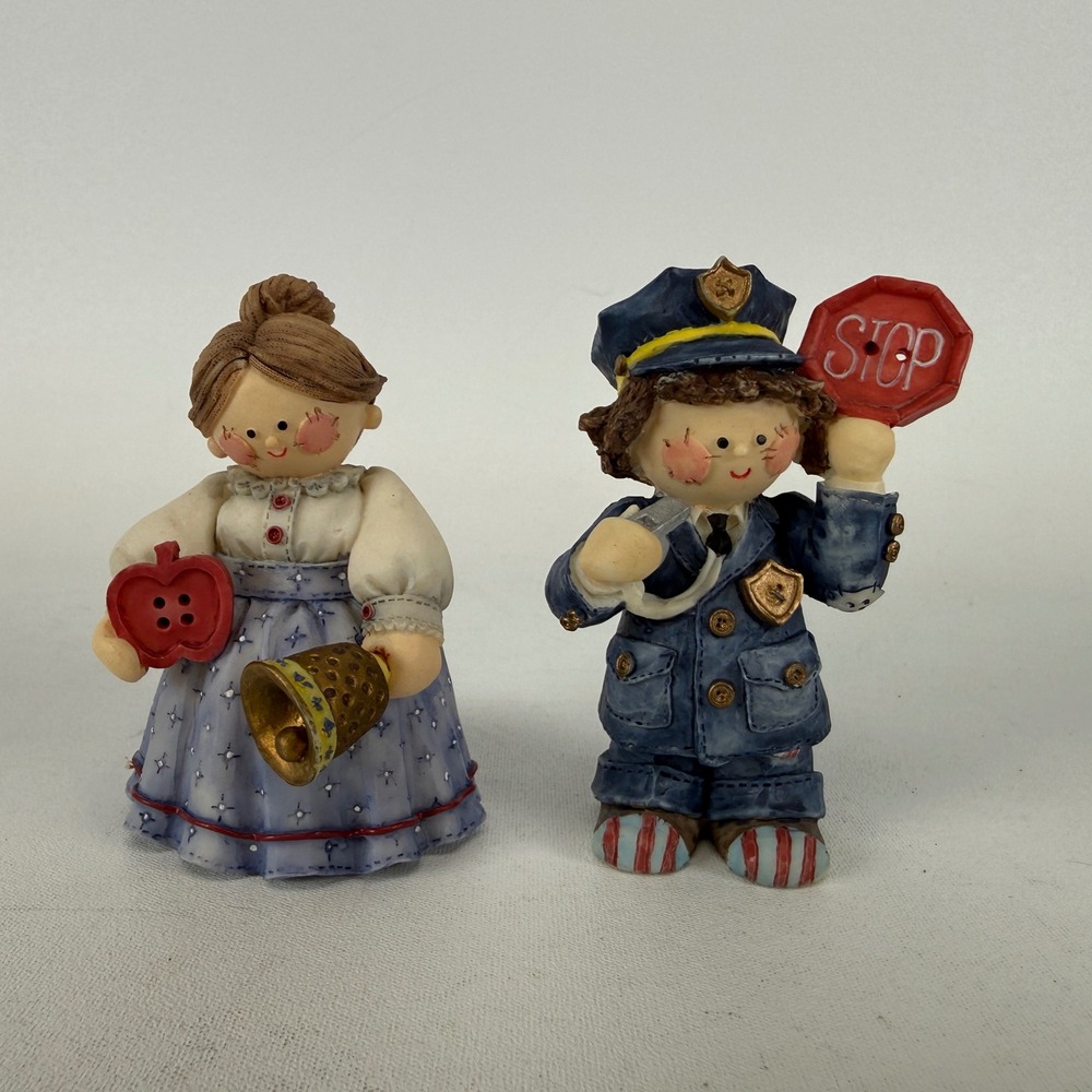 Enesco Cute as a Button Figurines Teacher and Crossing Guard Figurines Set of 2